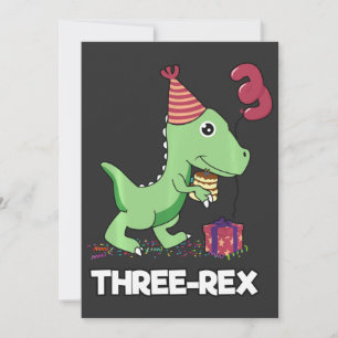 3 Year Old Birthday Boy Dinosaur Three Rex Kids Thank You Card
