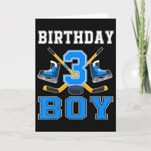 3 Year Old Birthday Boy Ice Hockey 3rd Party  Card