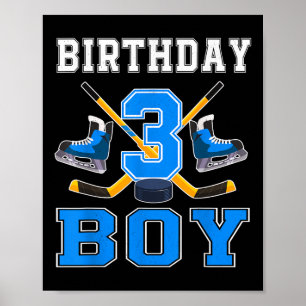 3 Year Old Birthday Boy Ice Hockey 3rd Party  Poster