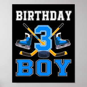 3 Year Old Birthday Boy Ice Hockey 3rd Party  Poster