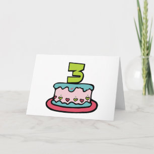 3 Year Old Birthday Cake Card