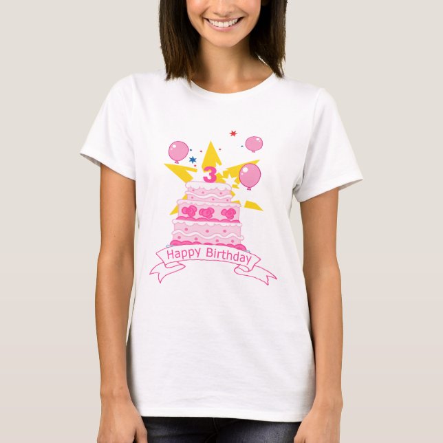 3 Year Old Birthday Cake T-Shirt (Front)