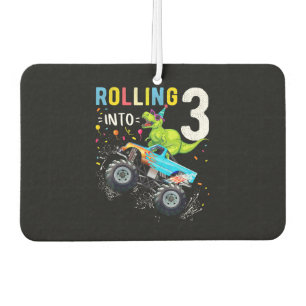 3 Year Old Birthday Dinosaur Monster Truck Family  Air Freshener