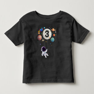 3 Year Old Birthday Planets Astronaut 3rd Birthday Toddler T-shirt