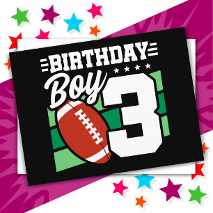 3 Year Old Football Party Theme 3rd Birthday Boy Postcard