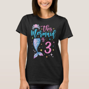 3 Year Old Mermaid Queen 3rd Birthday Girl Three B T-Shirt