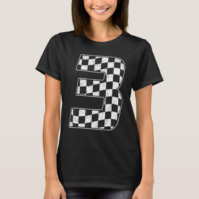 3 Year Old Pit Crew Three 3rd Birthday Boy Racing  T-Shirt (Front)
