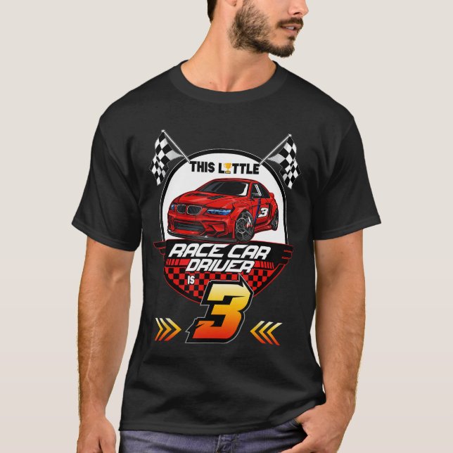 3 Year Old Race Birthday Tee 3rd Racing Party (Front)