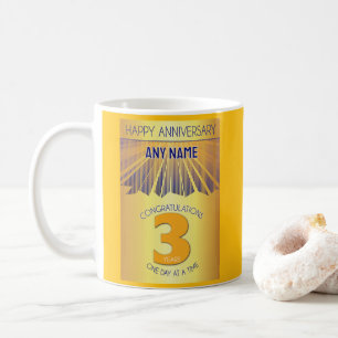 3 Year Personalized 12 Step AA Anniversary Coffee Mug