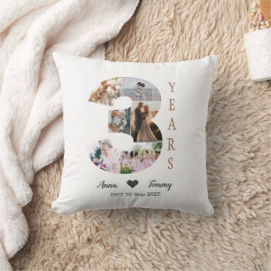 3 Year Wedding Anniversary Throw Pillow