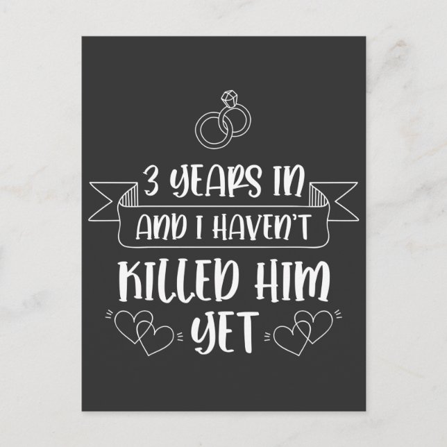 3 Years Husband Wife 3rd Wedding Anniversary Postcard (Front)