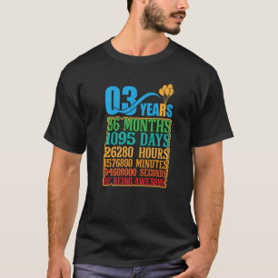3 Years Of Being Awesome 3rd Birthday Vintage Coun T-Shirt
