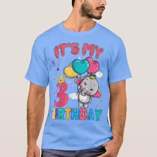 3 Years Old 3rd Birthday Elephants Girls Awesome S T-Shirt