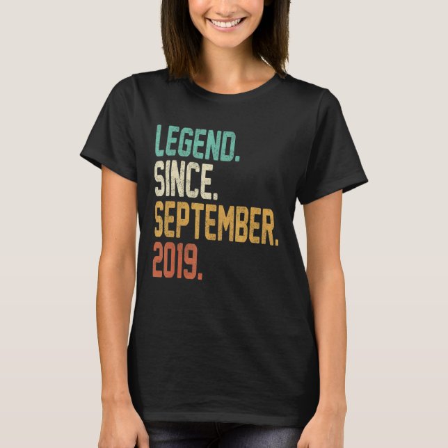 3 Years Old  3rd Birthday Legend Since September 2 T-Shirt (Front)