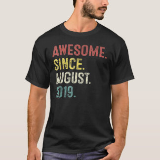3 Years Old Awesome Since August 2019 3th Birthda T-Shirt