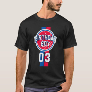 3 Years Old Birthday Boy Red And Blue 313 Area Bas T-Shirt
