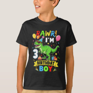 3 Years Old Boy 3rd Birthday Boy T Rex Dinosaur Yo T-Shirt