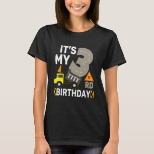 3 Years Old Boy It's My 3rd Birthday Construction T-Shirt