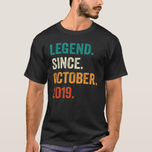 3 Years Old Gift Legend Since October 2019 3rd Bir T-Shirt