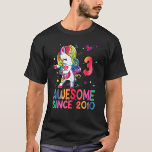 3 Years Old Girls Awesome Since 2020 Cute Unicorn  T-Shirt