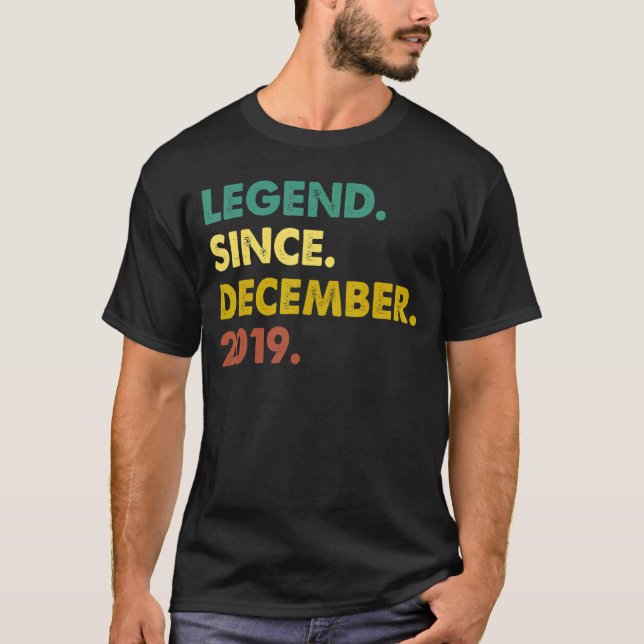 3 Years Old  Legend Since December 2019 3rd Birthd T-Shirt (Front)