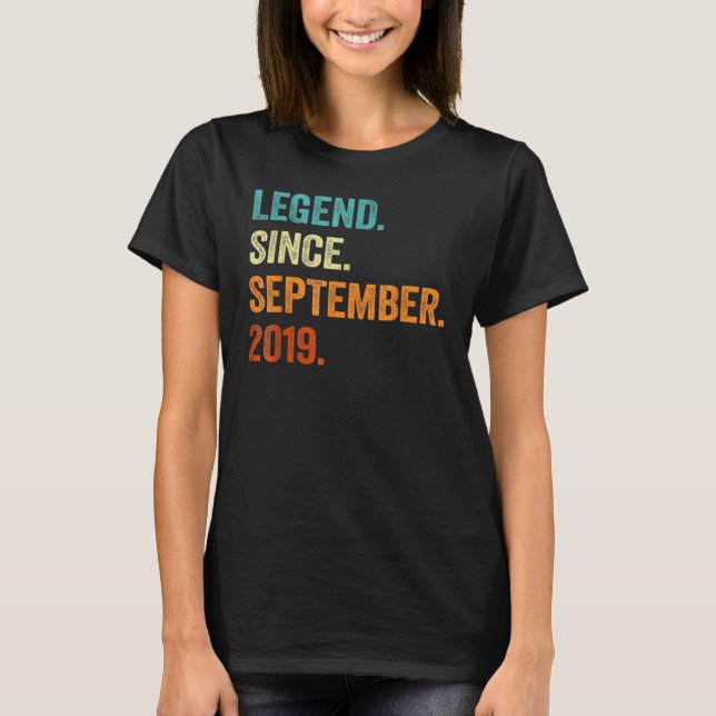 3 Years Old  Legend Since September 2019 3th Birth T-Shirt (Front)