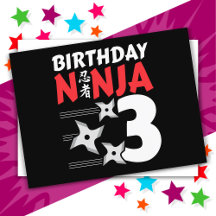 3 Years Old Ninja Party Stars Kids 3rd Birthday