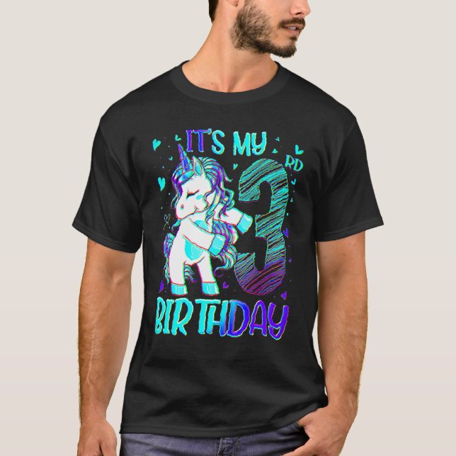 3 Years Old Unicorn Flossing 3rd Birthday Girl Uni T-Shirt (Front)