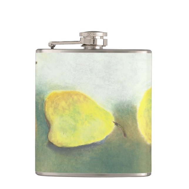 3 Yellow and Green Pears Hip Flask (Front)
