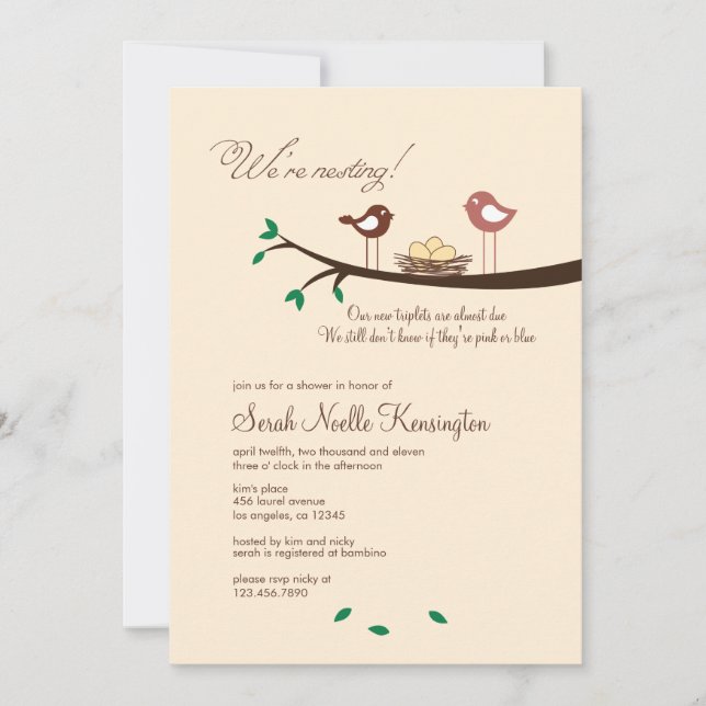 3 Yellow Eggs Triplets Baby Shower Invitation (Front)