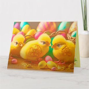 3 Yellow Little Easter Chicks Collection Card