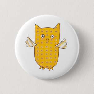 3 Yellow Owls Flying Button