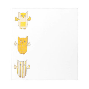 3 Yellow Owls Flying Notepad