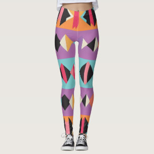 3b colourful stripes and triangles  leggings