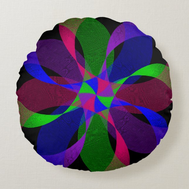 3D 2D Geometric Hybrid Round Pillow (Front)