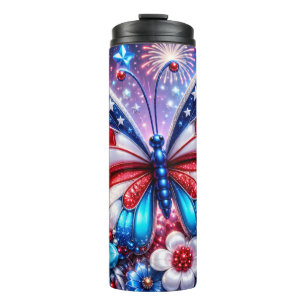 3D 4th of July Butterfly Thermal Tumbler