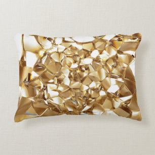 3D abstract crystal gold texture. Accent Pillow