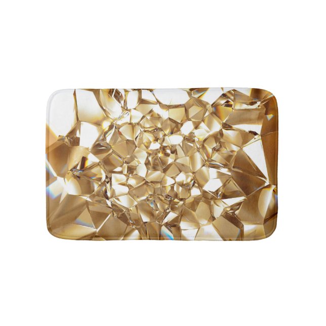 3D abstract crystal gold texture. Bath Mat (Front)
