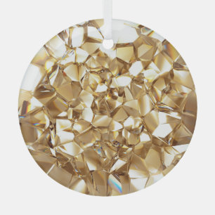 3D abstract crystal gold texture. Glass Ornament