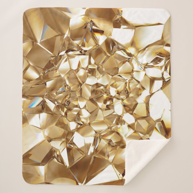 3D abstract crystal gold texture. Sherpa Blanket (Front)