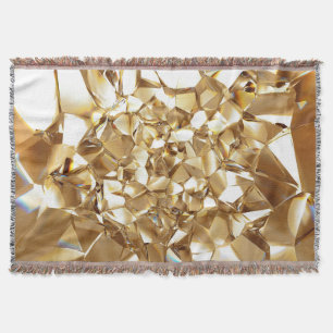 3D abstract crystal gold texture. Throw Blanket