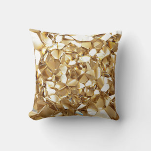 3D abstract crystal gold texture. Throw Pillow
