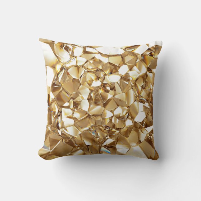3D abstract crystal gold texture. Throw Pillow (Front)