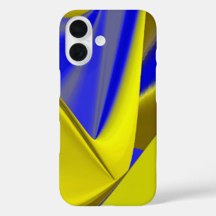 3D Abstract in Gold Yellow Blue Green iPhone 16 Case