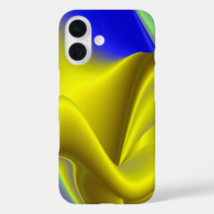 3D Abstract in Gold Yellow Blue Green iPhone 16 Case