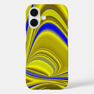 3D Abstract in Gold Yellow Blue Green iPhone 16 Case