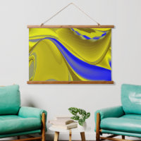 3D Abstract in Gold Yellow Blue Green