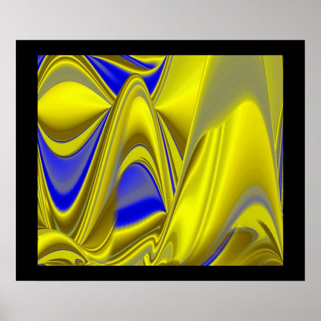 3D Abstract in Gold Yellow Blue Green Poster (Front)