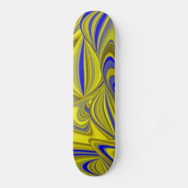 3D Abstract in Gold Yellow Blue Skateboard (Front)
