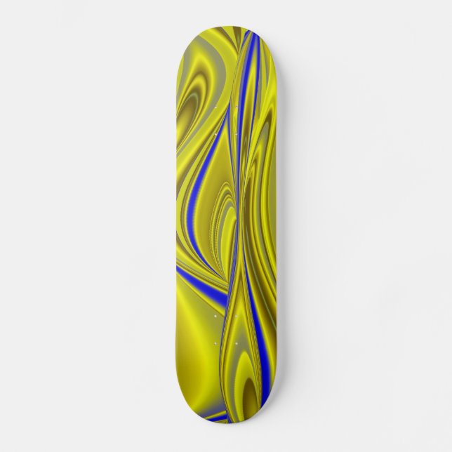 3D Abstract in Gold Yellow Blue Skateboard (Front)